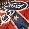 V8 Ford Logo - Drapeau USA Vintage