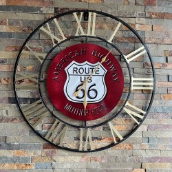 HORLOGE ROUTE 66 METAL SIGN