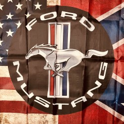 Ford Mustang Logo - Drapeau USA Vintage