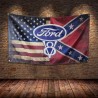 V8 Ford Logo - Drapeau USA Vintage