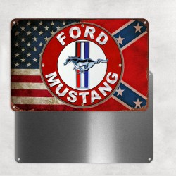 PLAQUE DECORATIVE VINTAGE METAL - FORD MUSTANG