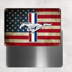 PLAQUE METAL DECORATIVE VINTAGE - FORD MUSTANG USA CONFEDERATE