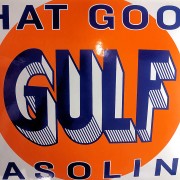 GULF - PLAQUE EMAILLEE RECTANGULAIRE - VINTAGE