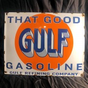 GULF - PLAQUE EMAILLEE RECTANGULAIRE - VINTAGE