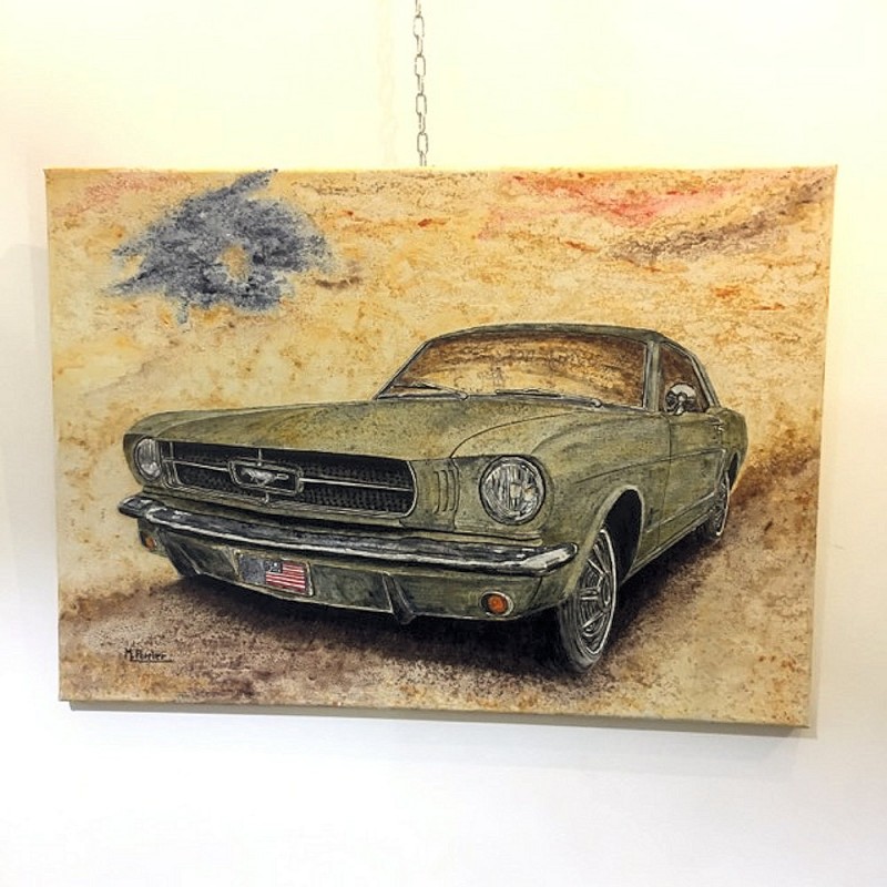RIDER : TABLEAU TOILE - MICHEL PERRIER - FORD MUSTANG