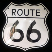 PLAQUE EMAILLEE ROUTE 66 BLANCHE