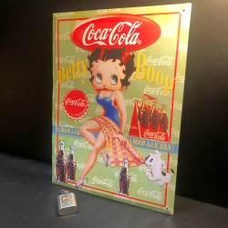 BETTY BOOP VINTAGE - Plaque décoration originale Coca Cola en métal
