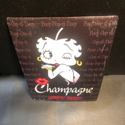 BETTY BOOP VINTAGE - Carte postale Champagne en métal