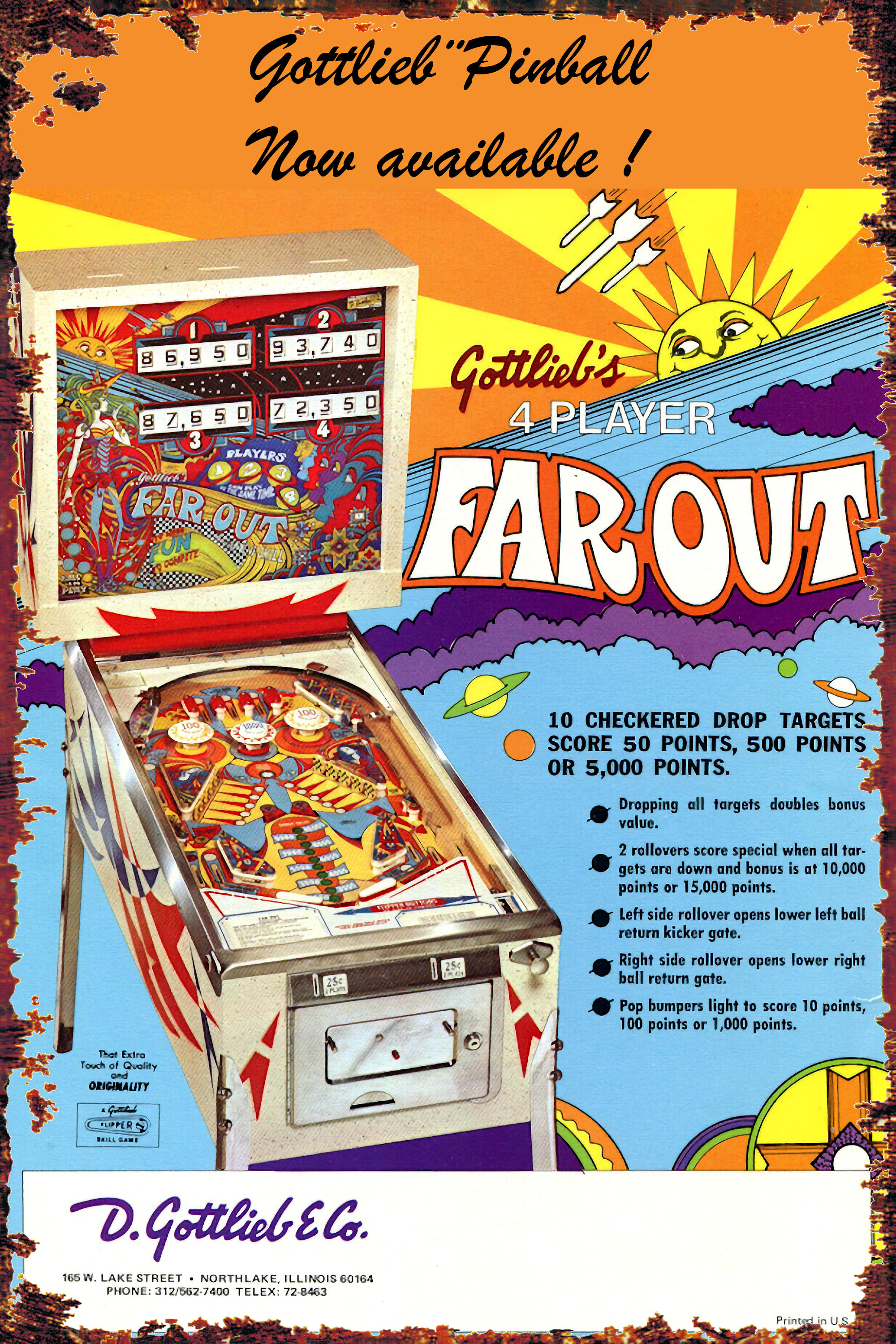 flipper vintage de collection Gottleib Far Our Pinball