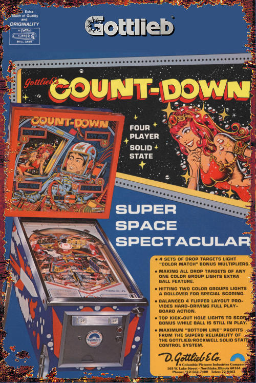 Flipper vintage Gottlieb Count-Down Pinball