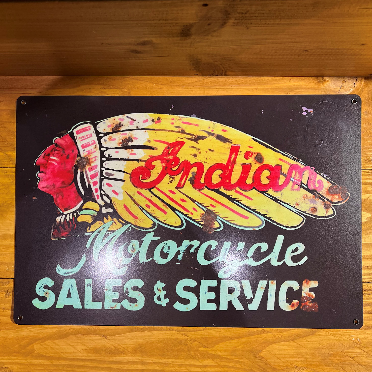 Plaque métal indian motorcycle Sales & Service